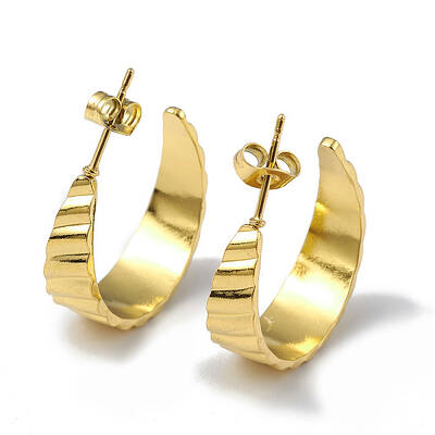 Ion Plating(IP) 304 Stainless Steel Round Stud Earrings