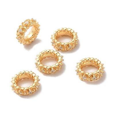 Brass Micro Pave Cubic Zirconia European Beads