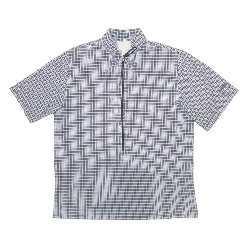KUBLER 1/2 Zip Mens Polo Shirt Grey Check M