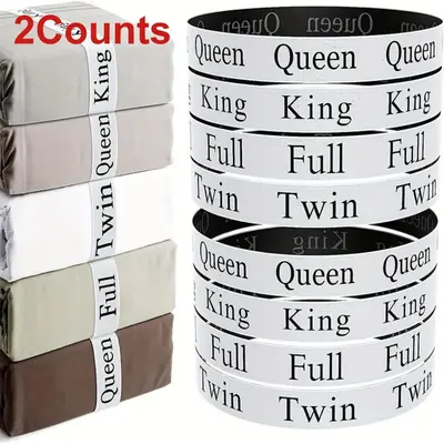 2pcs/set Letter Pattern Bedding Organizer Straps, Sheet Label Elastic Binding Organizer Straps, Closet Organization Bedroom D...