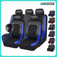 CAR PASS 5 seats NEW Leather and 3D Air Mesh Universal Fit Car Seat Covers, for Sedans,Trucks,Suvs,Airbag Compatible,Zipper D...
