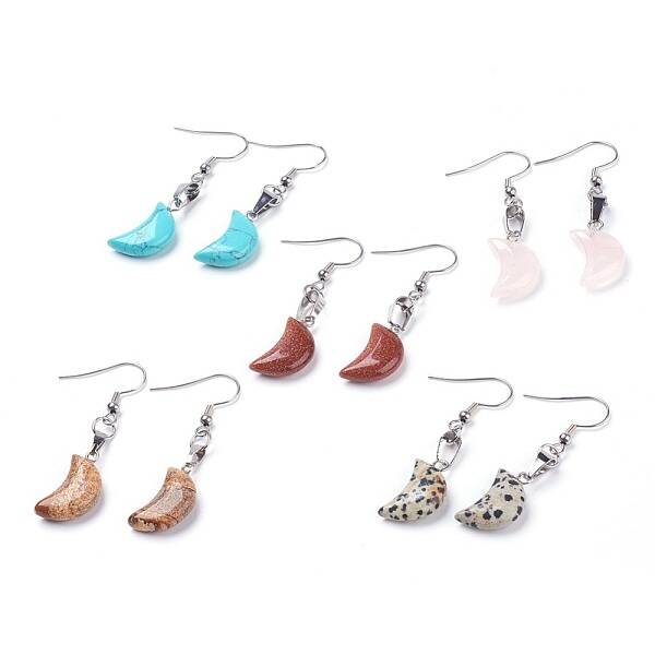 Natural & Synthetic Mixed Gemstone Dangle Earrings
