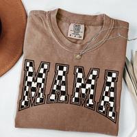 Comfort Colors Checkered Mama Shirt, Gift for Mom, Retro Mom Tee, Mother's Day Gift, Vintage Checkered Mama T-Shirt, For Woma...