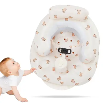 Inflatable Baby Chair, Cute Bear Design Inflatable Cushion Baby Seat with Safety Belt & Built-in Pump, Baby Furniture for...