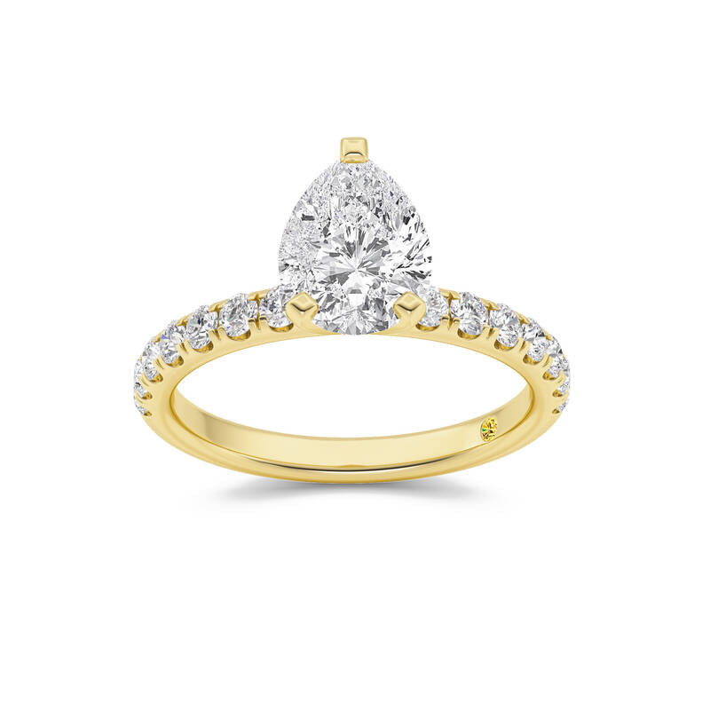 Maya Scalloped Pavé Half Coverage Pear Shape Lab Grown Diamond Engagement Ring | 14K Yellow Gold 2 1/2 CT. TW.