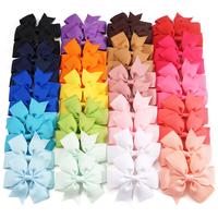 40Pcs 3.5 Inch Boutique Grosgrain Ribbon Pinwheel Hair Bows Alligator Clips and Bow Ties for Daily Life(20 Colors in Pairs)