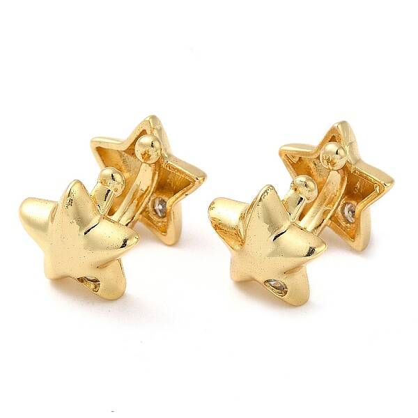 Rack Plating Brass Micro Pave Cubic Zirconia Star Cuff Earrings