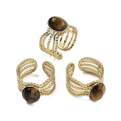 Oval Natural Tiger Eye Finger Rings