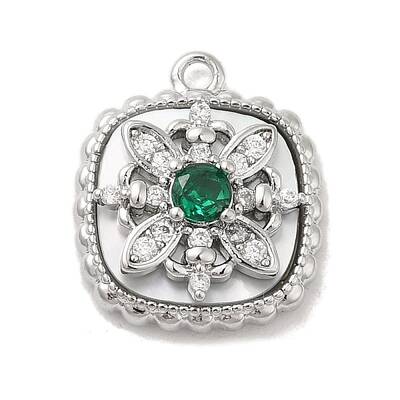 Brass Micro Pave Clear Cubic Zirconia Charms