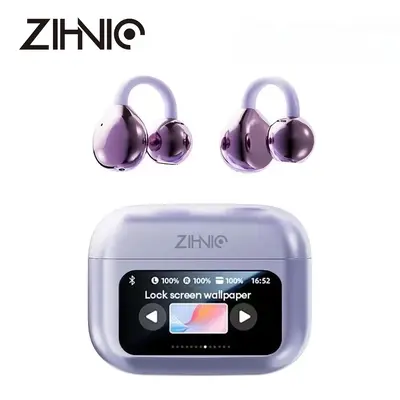 ZIHNIC M100 Clip On Ear Headphones with Audio-visual future Touch Screen, Audio Wireless Headphones for Music & Phone Calls,