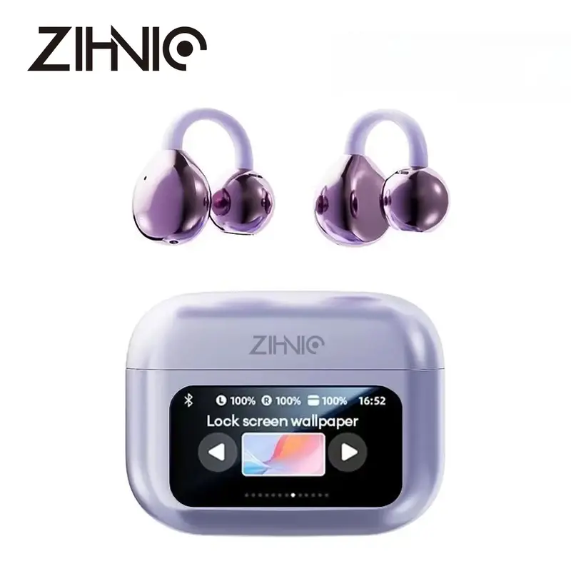 ZIHNIC M100 Clip On Ear Headphones with Audio-visual future Touch Screen, Audio Wireless Headphones for Music & Phone Calls,
