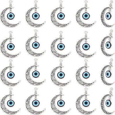 20 Pcs Evil Eye Crescent Moon Pendant