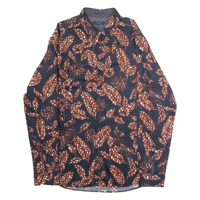 TED BAKER Mens Shirt Blue Floral Long Sleeve L