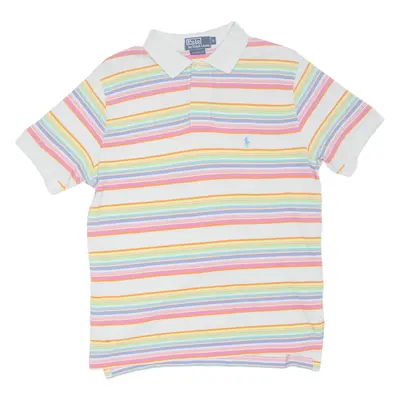 POLO RALPH LAUREN Custom Fit Mens Polo Shirt White Striped S
