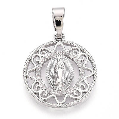 Brass Micro Pave Clear Cubic Zirconia Pendants