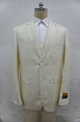Mens White Linen Suit - White Linen Wedding Suit - Off White