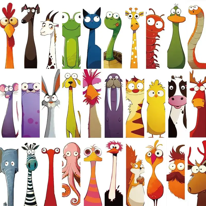 Cartoon Animal Pattern Bookmark, 30pcs/set Cute Funny Bookmark, Reading Page Bookmark, Stationery Supplies for Students, Crea...