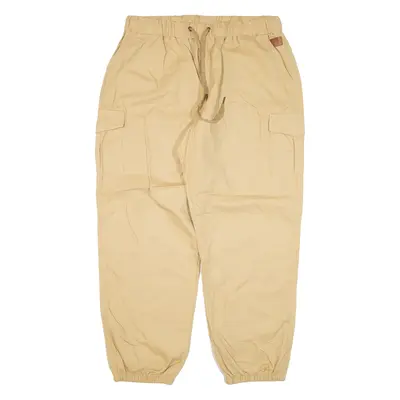 SOMTHRON Cargo Double-knee Workwear Trousers Beige Loose Tapered Womens W34 L28