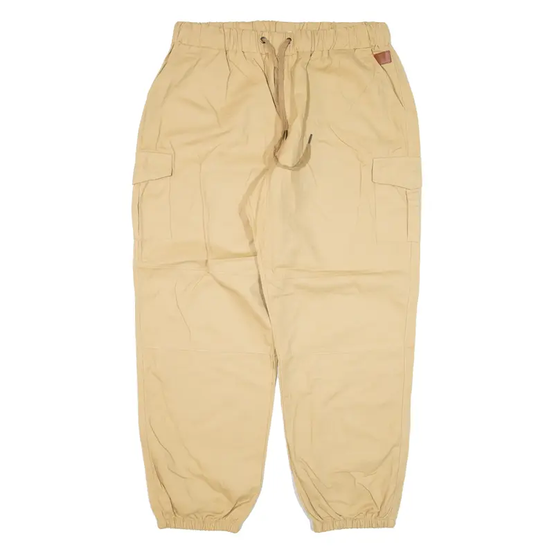 SOMTHRON Cargo Double-knee Workwear Trousers Beige Loose Tapered Womens W34 L28