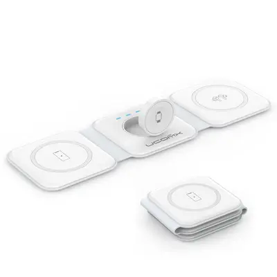 AwwPicks Ucomx 3 in 1 Wireless Charging Station Foldable 3 in 1 Charger for iPhone Airpods iWatch Portable Travel Wireless Ch...