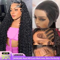 Lemoda 13x4 12A 210% Density 13x6 SKINLIKE Real HD Lace Water Wave Full Lace Frontal Wigs Deep Wave Virgin Human Hair Invisib...