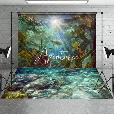 Aperturee Summer Sunshine Shark Under The Sea Combo Set Backdrop, 7 x 5 ft / 7 x 5 ft, 97.4 USD, combo set backdrops, CYHD0W7...