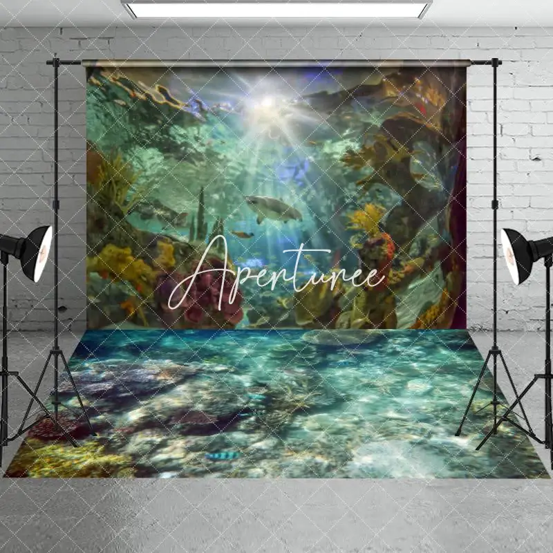Aperturee Summer Sunshine Shark Under The Sea Combo Set Backdrop, 7 x 5 ft / 7 x 5 ft, 97.4 USD, combo set backdrops, CYHD0W7...