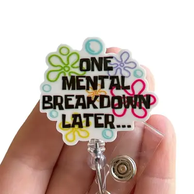 Glitter My Badge Funny mental breakdown badge reel for nurse and hospital workers. Badge clip Badge pull - Retractable swivel...