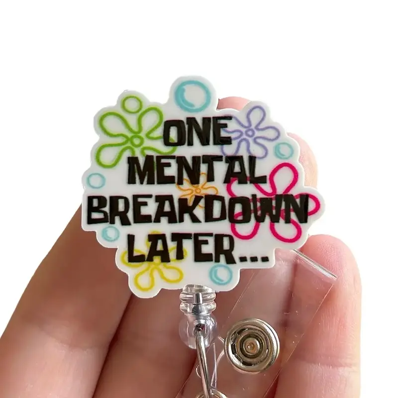 Glitter My Badge Funny mental breakdown badge reel for nurse and hospital workers. Badge clip Badge pull - Retractable swivel...