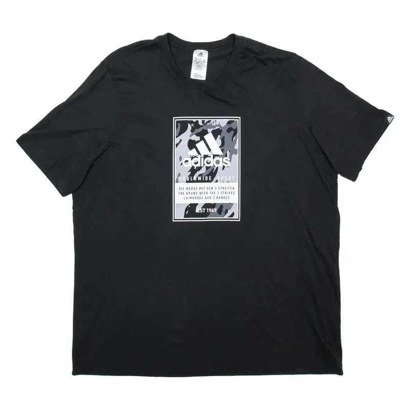 ADIDAS Mens T-Shirt Black 2XL