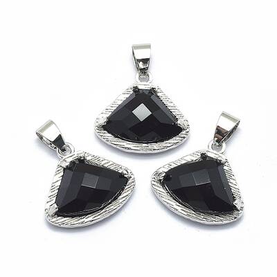 Natural Dyed & Heated Black Agate Pendants