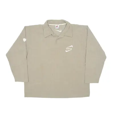 NIKE Ribbed Fleece Beige 90s Collared Mens M