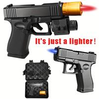 (Gas Free) 2 Flame Modes, Butane Metal Windproof Torch Lighter - Adjustable Jet Flame, Refillable, Includes Gift Box, Great f...