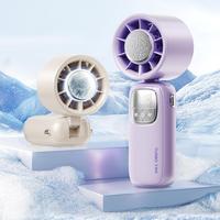 Portable Air Conditioner Fan, USB Rechargeable Handheld Fan with Digital Display, Ice Cooling Refrigerating Pad, Blows Cold A...