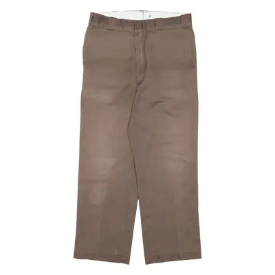 DICKIES Mens Trousers Brown Regular Straight W34 L29
