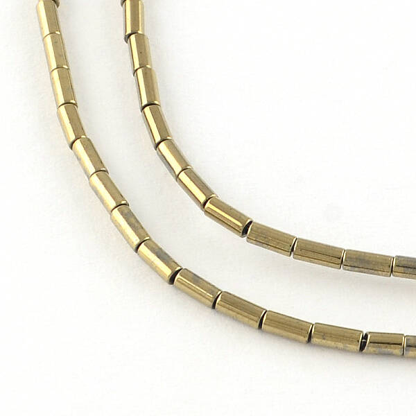 Column Electroplated Non-magnetic Synthetic Hematite Beads Strands