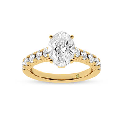 Reno Pavé Set Oval Lab Grown Cathedral Diamond Engagement Ring | 14K Yellow Gold 3 1/2 CT. TW.