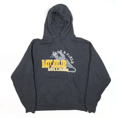 JERZEES Batchelor Bulldogs Hoodie Grey Pullover Mens M