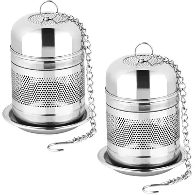 2count Tea Infuser Strainer - Stainless Steel Tea Strainers for Loose Tea, Loose Leaf Tea Steeper, Fine Mesh Tea Ball holder ...