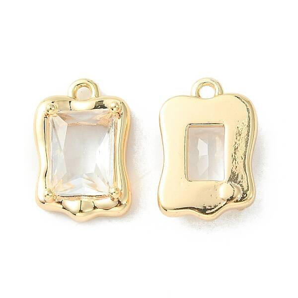 Brass Micro Pave Clear Cubic Zirconia Charms