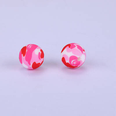 Printed Round Silicone Focal Beads