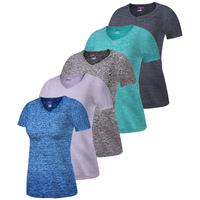 SPXTREME [5 Pack] Women’s Dry-Fit Wicking V-Neck T Shirts Activewear Running Yoga Workout Tee Top