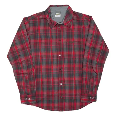JACK WOLFSKIN Mens Flannel Shirt Red Check Long Sleeve M