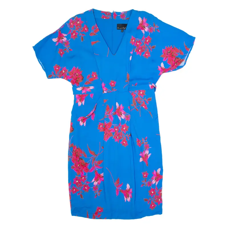 PHASE EIGHT Womens Pencil Dress Blue Floral Short Sleeve Knee Length UK 10