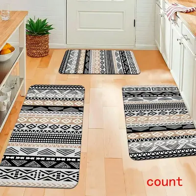 1 Piece Boho Style Floor Mat, Non-slip Kitchen Rug, Absorbent Wear-resistant Kitchen Mat, Household Bath Mat, Decorative Rug ...