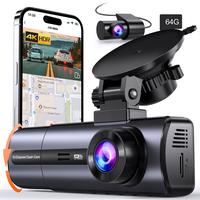3 Channel 4K Dash Cam with 5GHz WiFi & APP Control, 4K/2.5K+1080P+1080P Front Inside and Rear, Triple Dashcam with 64GB Card,...