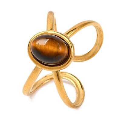 Oval Natural Tiger Eye Finger Rings