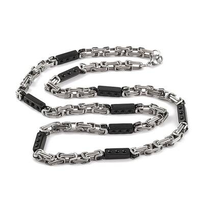 201 Stainless Steel Rectangle Byzantine Chain Necklace