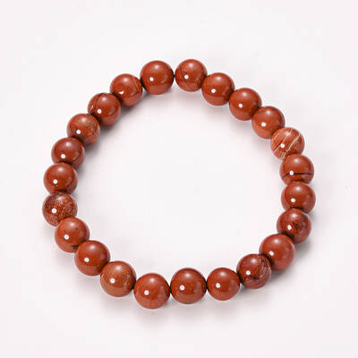 Natural Red Jasper Beaded Stretch Bracelets
