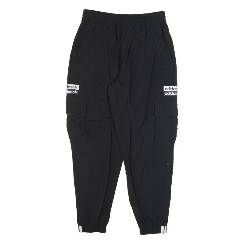 ADIDAS Womens Track Pants Black Nylon Tapered M W28 L28